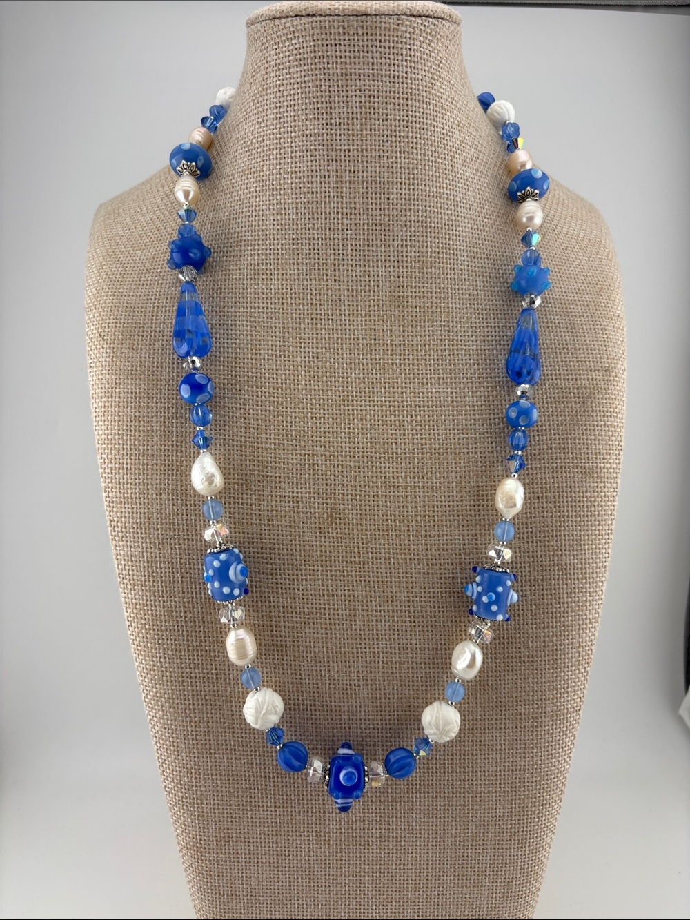 Venetian Glass, Pearl and Swarovski Crystal 24”